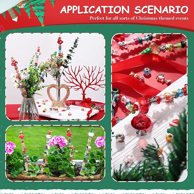 Beaded Garden Stake, DIY Fairy Wand Beaded Decorative Garden Stake Kit with 12IN Threaded Rod Crystal Stopper Top Large Holes Beads Christmas Decoration Pendants Outdoor Fairy Garden kit (110 Pieces)-Ruum Studio Home