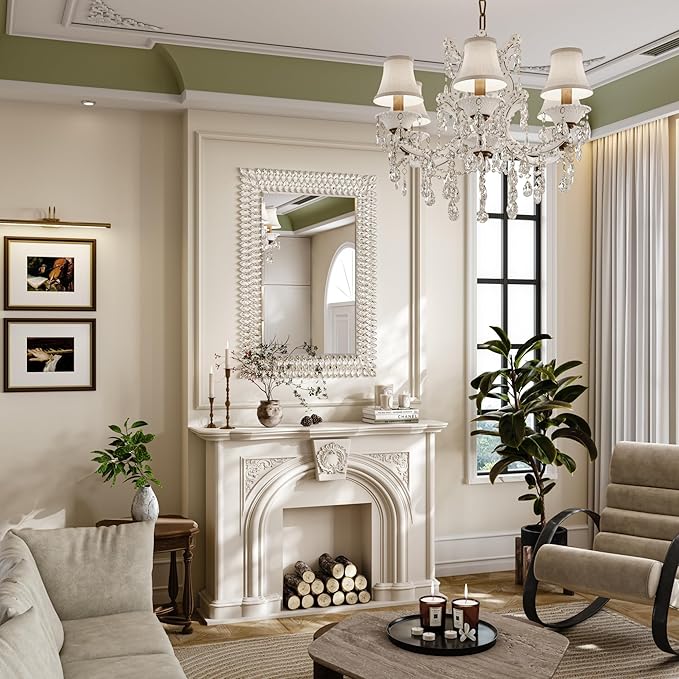 Kelly Miller Large Jeweled Mirror for Wall Decor, 28"x40" Luxury Sparkling Diamond Mirror Beveled Modern Wall Decoration for Bathroom, Living Room, Bedroom, Hallway, Entryway-Ruum Studio Home