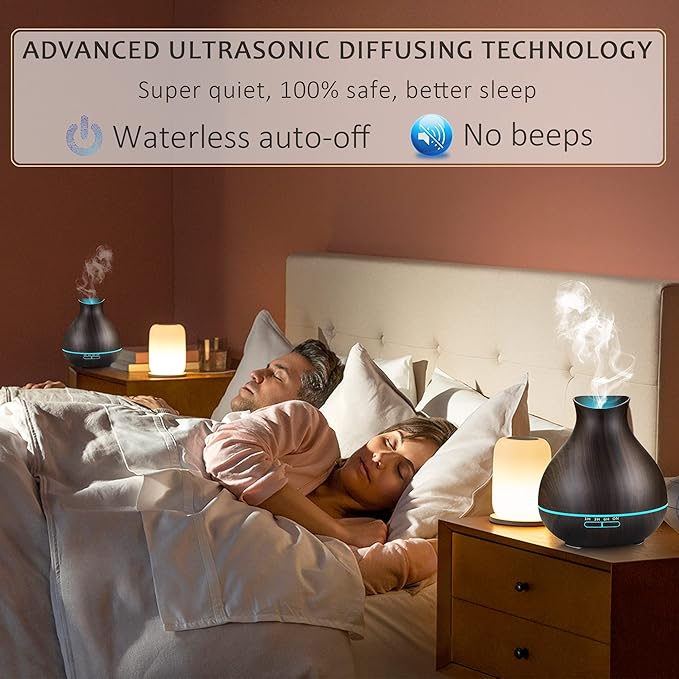 BZseed Aromatherapy Essential Oil Diffusers,2 PCS 550ml High Mist Output Humidifiers for Large Room, Home, Waterless Auto-Off, 7 Color LED Lights Cool Mist Humidifier Ultrasonic Diffusers-Ruum Studio Home