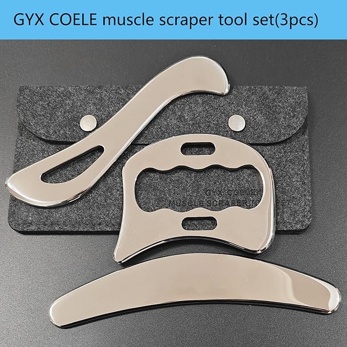 Muscle Scraper Stainless Steel IASTM Massage Tools Set,Gua Sha Scraping Tools for Physical Therapy(3pcs)-Ruum Studio Home