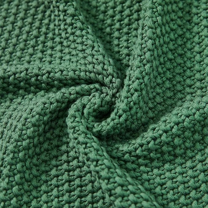 Joydeco Chunky Cable Knit Throw Blanket, Lightweight 100% Cotton Soft Cozy Throw Twin Blanket for Couch Bed and Sofa, Rustic Breathable Farmhouse Blanket Gift for Women Men(Olive Green, 60"x80")-Ruum Studio Home