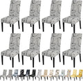 JQinHome Pattern Chair Covers for Dining Room Set of 8, High Stretch Removable Washable Parsons Chair Slipcover for Home Party Hotel Wedding Ceremony (8PCS, Lotus Gray)-Ruum Studio Home