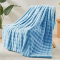 NEWCOSPLAY Faux Fur Throw Blanket Blue Bubble Blanket Thick Warm Soft for Couch Sofa Bed 550GSM (Blue, Throw(50"x60"))-Ruum Studio Home