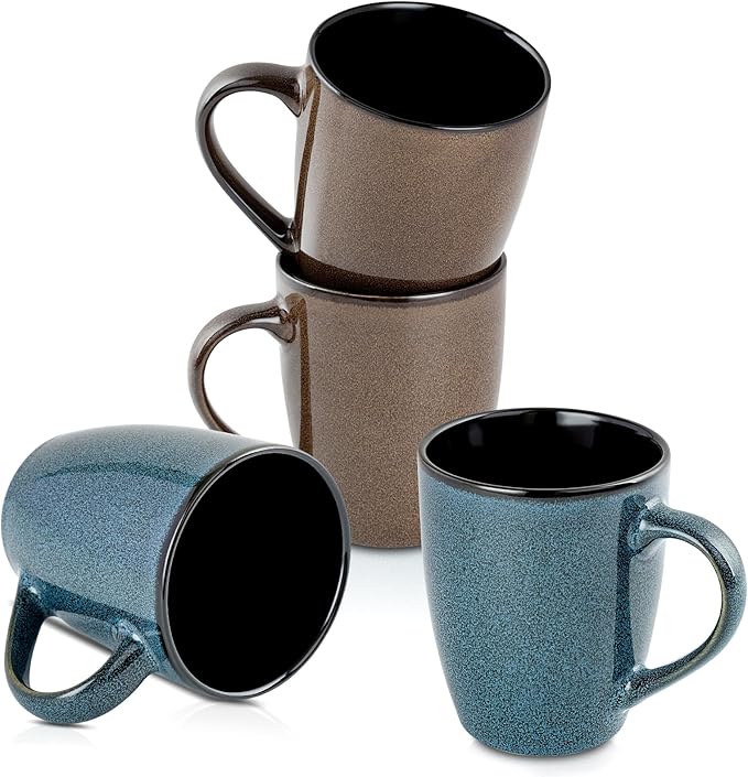 Ceramic Mugs 12oz,Large Ceramic Coffee Mugs for Men, Women, Dad, Mom, Modern Coffee Mugs With Handle For Tea,Latte,Cappuccino,Cocoa. (blue and brown 4pack)-Ruum Studio Home