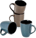 Ceramic Mugs 12oz,Large Ceramic Coffee Mugs for Men, Women, Dad, Mom, Modern Coffee Mugs With Handle For Tea,Latte,Cappuccino,Cocoa. (blue and brown 4pack)-Ruum Studio Home