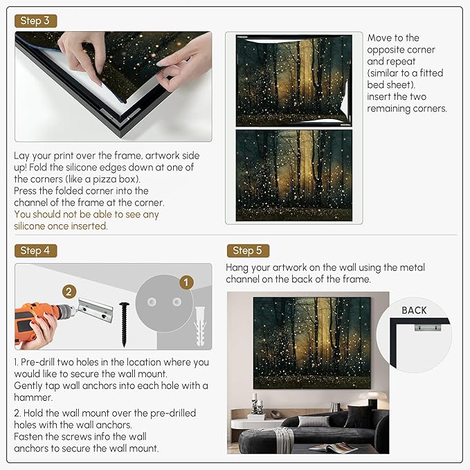 SIGNWIN 46"x60" Extra Large Framed Wall Art Magical Firefly Forest at Twilight, Enchanted Nature Scene for Home Living Room Bedroom Decor (Frame Assembly Required)-Ruum Studio Home