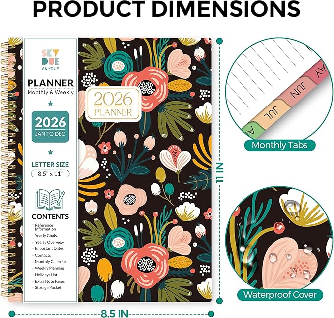 Planner 2026, 8.5" x 11" Monthly & Weekly Planner with Tabs, JAN - DEC 2026, Goal Setting & Time Management Organizer for Professionals & Students-Ruum Studio Home