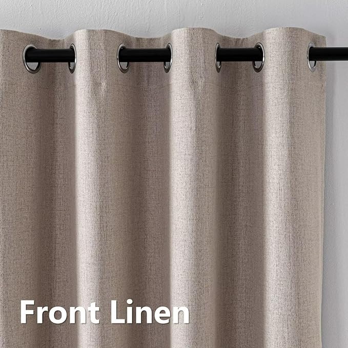 Blackout Curtains 84 Inch Length 2 Panels Set, 100% Black Out Textured Thermal Curtains, Grommet Privacy Light Blocking Drapes for Living Room Bedroom Luxury Decor(52W × 90L inch, Beige)-Ruum Studio Home