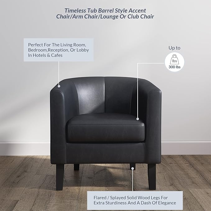 BELLEZE Accent Barrel Chair, Linen Round Chair Club Tub Sofa Corner Chair with Flared Legs and Cozy Soft Padding for Living Room Bedroom Waiting Room - Brown-Ruum Studio Home