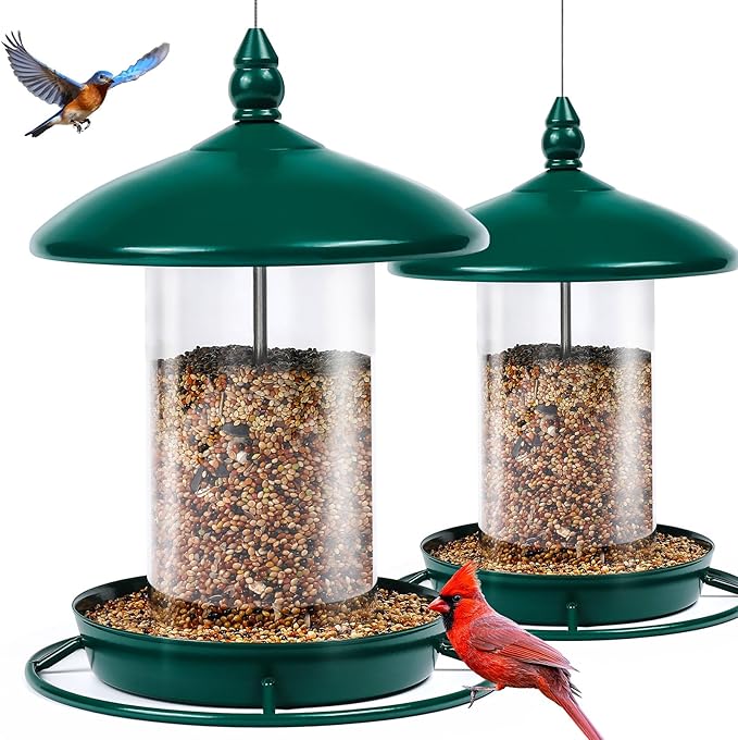 Pack of 2 Bird Feeder for Outdoor Hanging. Green-Ruum Studio Home