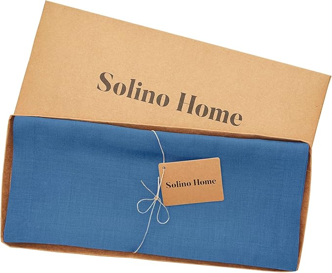 Solino Home Linen Table Runner 90 Inches Long - 100% Pure Linen Indigo Blue Dining Table Runner 14 x 90 Inch for Fall, Autumn, Thanksgiving - Fete-Ruum Studio Home