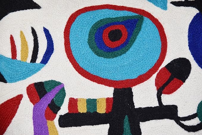 Picasso Inspired Decorative Pillow Cover Hand Embroidered Abstract Toss Pillows Farmhouse Chair Cushion Contemporary Pillowsham Mid-Century Chair Cushions Wool Size 18x18-Ruum Studio Home