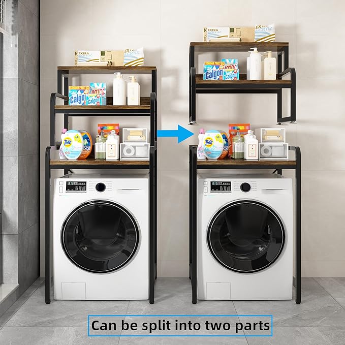 3-Tier Bathroom Room Shelf Washing Machine Storage Utility Rack Over The Toilet Washer Dryer Storage Bathroom Organizer Rack Space Saving Shelving Units Clothes Dryers Shelf-Ruum Studio Home