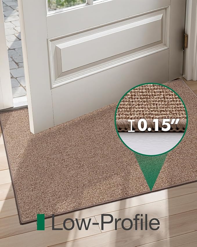 LUMI Indoor Door Mat 32"x47", Ultra Thin Low Profile Non-Slip Doormat for Home Entrance, Absorbent & Stain-Resistant Welcome Mats, Washable Entryway Mat for Front Door, Patio, Porch, Camel-Ruum Studio Home