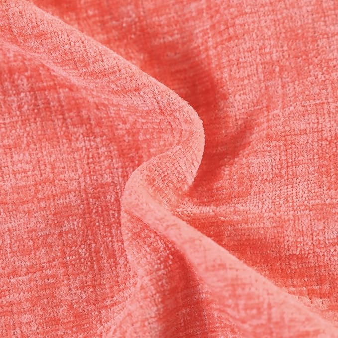CaliTime Throw Pillow Covers Decorative 18 X 18 Inches Pack of 4 Cozy Chenille Cushion Cases for Couch Sofa Bed Living Room Home Living Coral-Ruum Studio Home