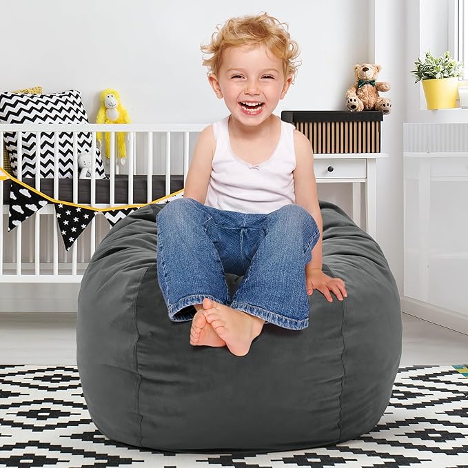 Hobestluk Bean Bag Chairs 2.5FT Bean Bag Chair with Memory Foam Filled & Machine Washable Cover,Beanbag Chair, Small Bean Bag Chairs for Playroom, Living Room, Bedroom-Ruum Studio Home