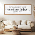 As For Me And My House We Will Serve The Lord Framed Wall Art, 40''×15'' Horizontal Positive Religious Rustic Bible Verse for Christian God Jesus Christ Prayer, Vintage Holy Catholic Scripture Decor-Ruum Studio Home