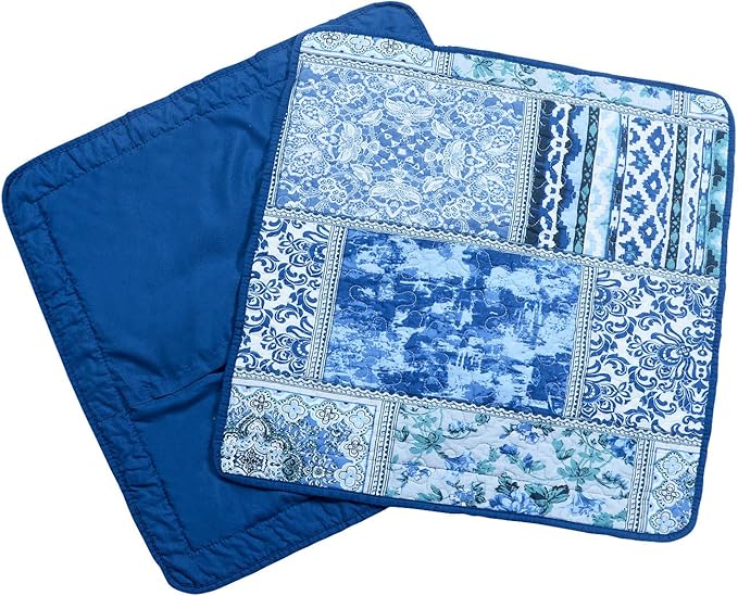 NEWLAKE Blue Classic Bohemian Style Cotton Throw Pillow Covers (2 Pieces, 18X18 Inch)-Ruum Studio Home