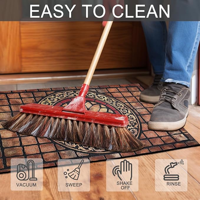 CHICHIC Rectangle Entrance Door Mat Large 24 x 36 Inch High Traffic Area Entry Way Doormat Front Door Rugs Outdoors Heavy Duty Welcome Mat, Non Slip Rubber Back Low Profile for Garage-Ruum Studio Home