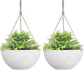 LA JOLIE MUSE Large Hanging Planters for Outdoor Plants - 13 Inch Hanging Flower Pots Set of 2, Speckled White-Ruum Studio Home