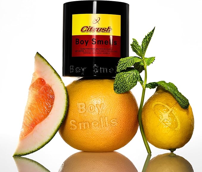 Boy Smells Citrush Candle – Bright Citrus Aroma – Warm Musk Finish – Pomelo Oil – Clean Burning Scented Candle – Long-Lasting Fragrance Throw – Vegan Soy Wax Blend – 9oz Glass Jar-Ruum Studio Home