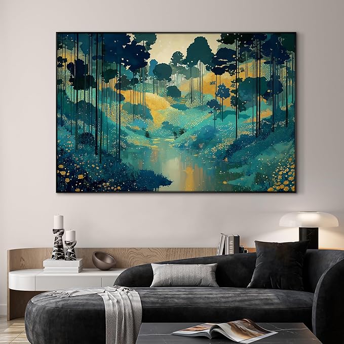 SIGNWIN 46"x72" Extra Large Framed Wall Art Whimsical Fantasy Forest, Vibrant Nature Landscape for Home Living Room Bedroom Decor (Frame Assembly Required)-Ruum Studio Home