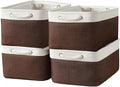 Organization and Storage Basket for Organizing - 16x12x8 inch Large 4 Pack Fabric Storage Cube Collapsible Storage Bins for Shelves, Storage Box for Cloth Books Canvas(White & Flaxen)-Ruum Studio Home