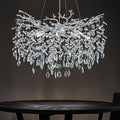 Modern Round Crystal Chandeliers, 30" Crystal Chandeliers for Dining Room,Silver Tree Branches Chandelier, for Living Room,High Ceiling,Foyer,Entryway,Kitchen Island-Ruum Studio Home
