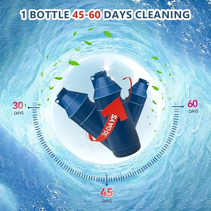 Toilet Bowl Cleaner Bottle, Automatic Toilet Bowl Cleaner Tablets in Bottle, Easy to Use, Long-Lasting Effect Toilet Cleaners Drop in Tank, Blue, 4 Bottles-Ruum Studio Home