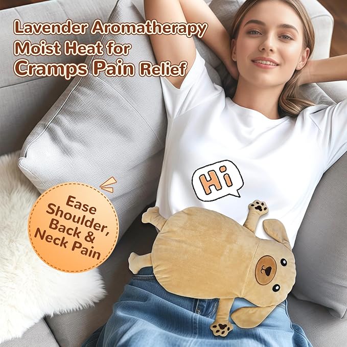 Microwave Heating Pad for Pain Relief, 16" x 11" Microwavable Heating Pads for Cramps, Back Pain, Neck Shoulder, Muscles, Knee, Joints, Natural Heat Pack Moist Heat, Golden Retriever-Ruum Studio Home