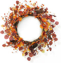 Glitzhome 22" D Fall Eucalyptus Berry Wreath, Artificial Wreaths Rustic Hanging Ornaments for Fall Front Door Wall Decor-Ruum Studio Home