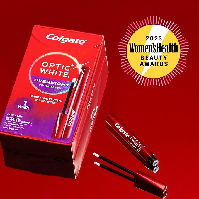 Colgate Optic White Overnight Teeth Whitening Pen, Teeth Stain Remover to Whiten Teeth, 35 Nightly Treatments, 0.08 Fl Oz-Ruum Studio Home