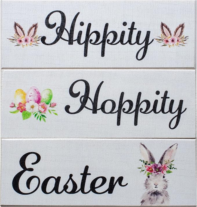 JennyGems Easter Bunny Decor 3pc Wooden Block Set, Tiered Tray, Wreath and Tabletop Decor for Easter Decorations-Ruum Studio Home