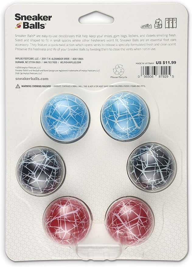 Sneaker Balls Scratch Sof Sole Shoe Eliminator & Remover, 3PK-Fresh, Clean Scent Blocks Odors-Twist-to-Activate, Colorful Designs, 6 Pack-Ruum Studio Home