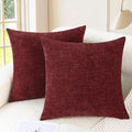 CaliTime Throw Pillow Covers Decorative 26 X 26 Inches Pack of 2 Cozy Chenille Cushion Cases for Couch Sofa Bed Living Room Home Burgundy-Ruum Studio Home