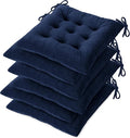 OVOV Chair Cushions for Dining Chairs Set of 6 Tufted Indoor Chair Pads with Ties Soft Square Seat Cushions for Kitchen Chairs 15.5"x15.5",Navy-Ruum Studio Home