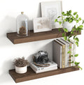 24 Inch Floating Shelves, 8 Inch Deep Floating Shelves for Wall, Hanging Shelf with Invisible Brackets, Deep Shelves for Bathroom, Bedroom, Living Room, Walnut, Set of 2-Ruum Studio Home