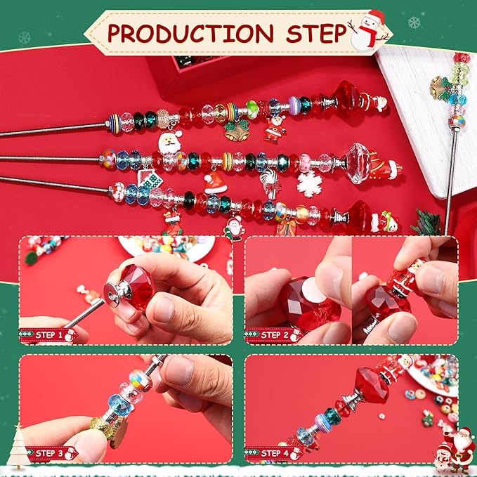 Beaded Garden Stake, DIY Fairy Wand Beaded Decorative Garden Stake Kit with 12IN Threaded Rod Crystal Stopper Top Large Holes Beads Christmas Decoration Pendants Outdoor Fairy Garden kit (110 Pieces)-Ruum Studio Home