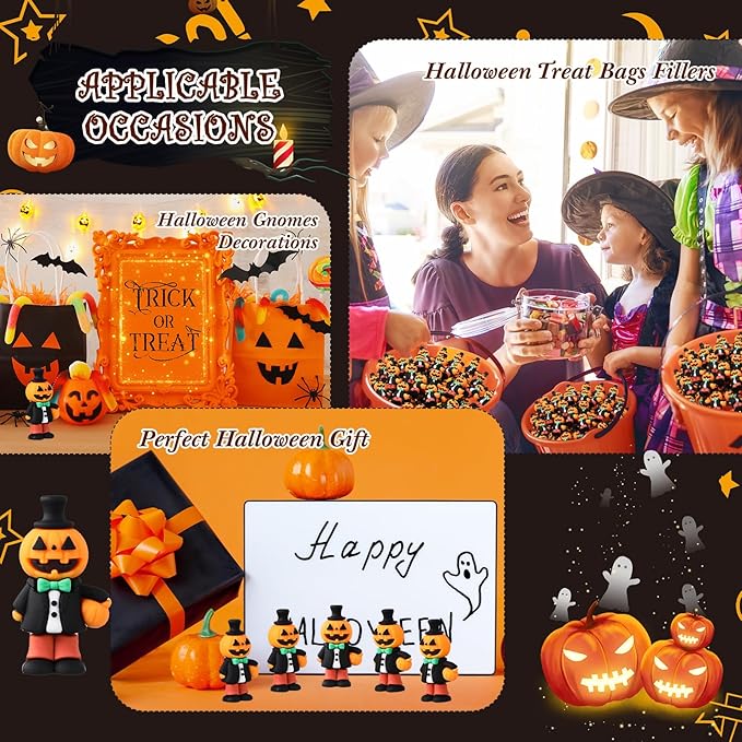 50 Pcs Halloween Mini Figurines Tiny Pumpkin Figures to Hide and Seek Rubber Wizard Miniatures Ornaments Gifts for Halloween Party Favors Table Decorations(Pumpkin)-Ruum Studio Home