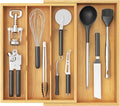 Lifewit Utensil Drawer Organizer, Expendable Cooking Silverware Tray for Kitchen Drawer, Bamboo Adjustable Cutlery Flatware Holder, Spatula Tools and Gadgets Storage Divider, 4 Compartments, Natural-Ruum Studio Home
