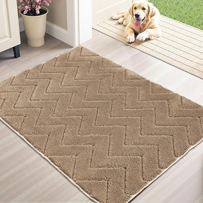 Stiio Front Door Mat Indoor Outdoor Entrance 20x31.5 Inches, Non Slip Washable Entry Rug, Dog Doormat, Absorbent Entrance Mat for Front & Back Door, Muddy Wet Shoes & Paws, Brown-Ruum Studio Home
