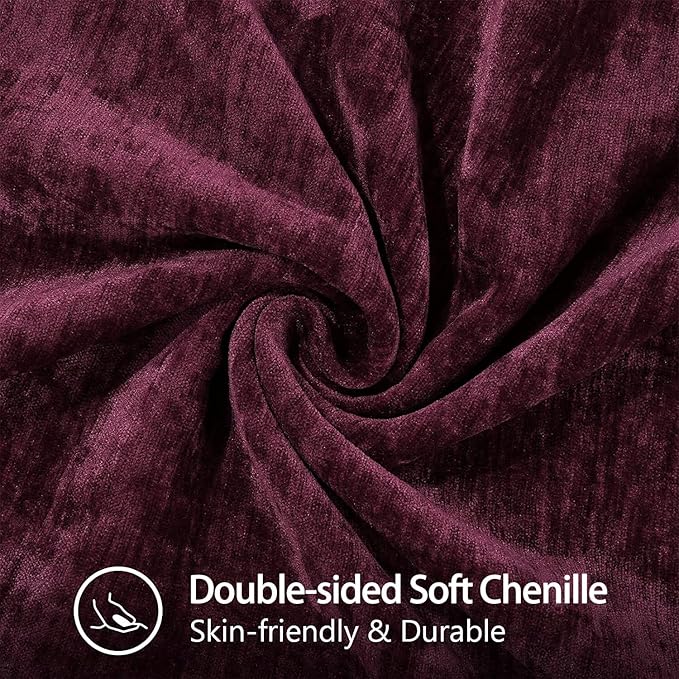 decorUhome Chenille Soft Throw Pillow Covers 26x26 Set of 2, Farmhouse Velvet Neutral Decorative Euro Pillow Covers with Stitched Edge for Couch Sofa Bed Home Decor, Rhododendron-Ruum Studio Home