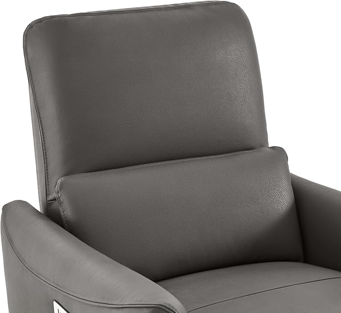 CHITA Power Recliner Chair Swivel Glider, FSC Certified Upholstered Faux Leather Living Room Nursery Reclining Sofa Chair with Lumbar Support, Charcoal-Ruum Studio Home