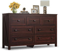 WLIVE Farmhouse Dresser for Bedroom, 51.18'' Wide 7 Drawer Wood Dresser, TV Stand for 65 inch TV, Wooden Chest of Drawers for Bedroom, Modern Clothes Organizer for Living Room, Hallway, Rustic Brown-Ruum Studio Home