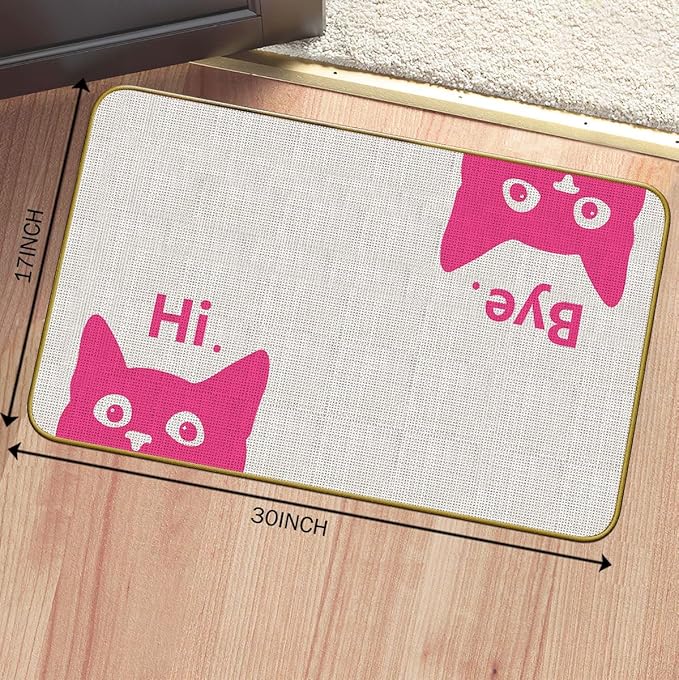 Mingnei Hi Bye Cat Welcome Doormat Door Mat for Home Kitchen Entrance,Cat Door Mat,Funny Black Lover Floor Mats for House Front Indoor Inside Outdoor Outside Entryway Rug 30x17 Welcome Mat (Color-3)-Ruum Studio Home