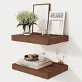 12 Inch Deep Floating Shelves, 16 x 12 Floating Shelf for Books, Rustic Wood Deep Wall Shelves for Home Storage & Display, 2" Thicked Shelves for Kitchen, Living Room, Bedroom, Walnut Color, 2 Pack-Ruum Studio Home