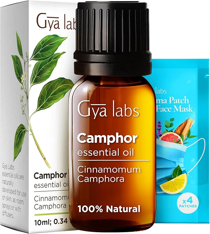 Gya Labs Camphor Oil - 0.34 Fl Oz - 100% Pure Natural Camphor Oil for Skin, Hair, DIY, Aromatherapy - Fresh Sharp & Slightly Woody & for Candle Making Scent-Ruum Studio Home