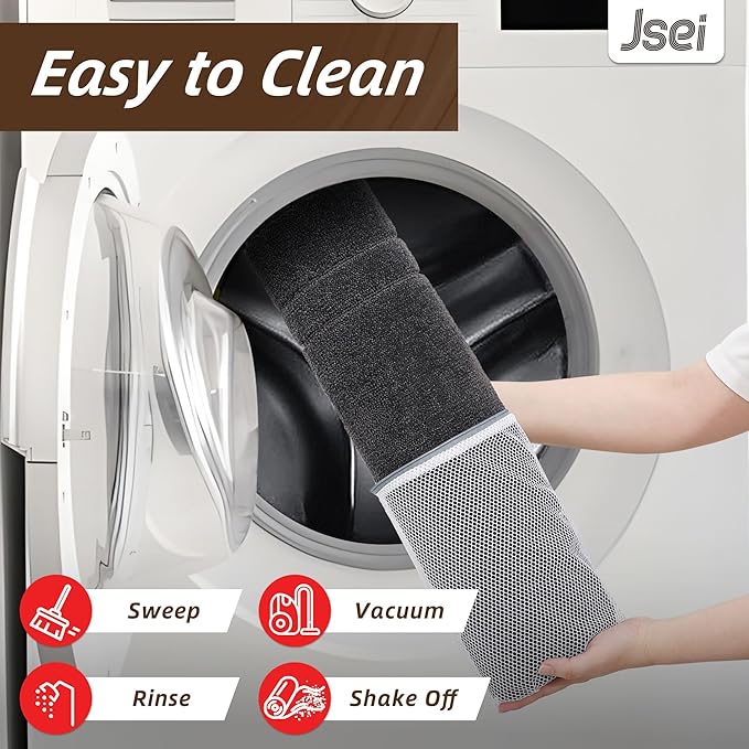 JSEI Entryway Rugs Doormat 32"x48", Non-Slip Dirt Trapper Door Mats Indoor, Washable Absorbent and Stain Resist Welcome Floor Mat for Front Door, Dog Door Mat, Muddy Wet Shoes & Paws, Dark Grey-Ruum Studio Home