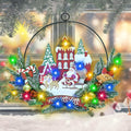 Light up Christmas Wreaths for Front Door, Welcome Metal Wooden Door Wreath Decor Hanging Sign, 30 LED Lighted Wall Decor Battery Operated for Halloween Indoor Outdoor (Santa Claus)-Ruum Studio Home
