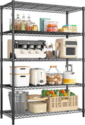5 Tier Storage Shelves 71"H Wire Shelving Adjustable Metal Shelving,1000LBS Pantry Shelves Sturdy Steel Wire Shelf for Kitchen Commercial Pantry Garage Warehouse ,71"H X35.5"W X13.8"D, Black-Ruum Studio Home
